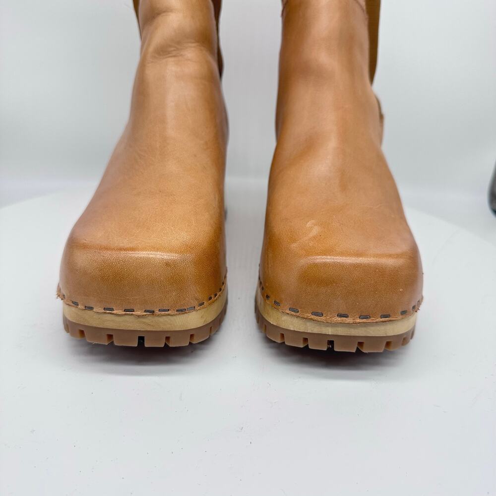 Mia Clogs Justina Pull On Platform Leather Ankle Tan Boots Womens Size 9 - Picture 9 of 15